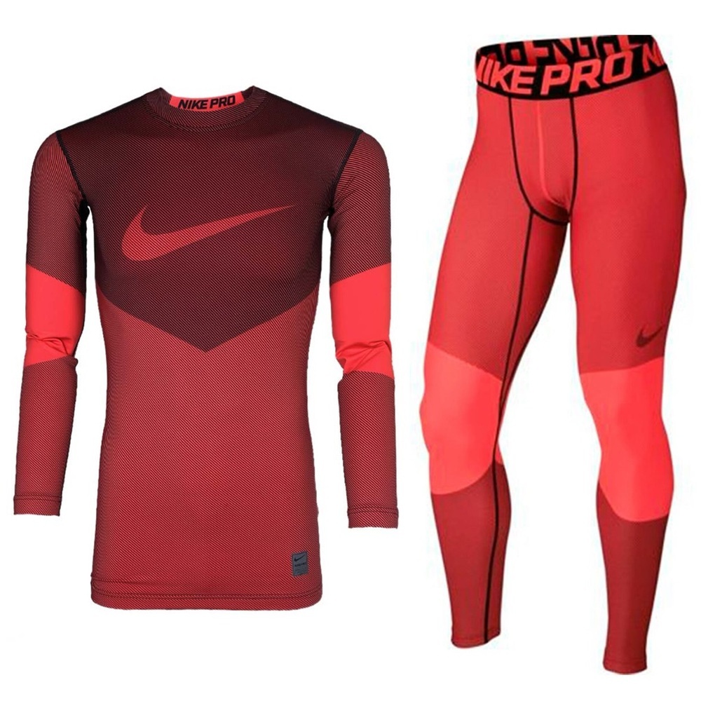 Nike Pro Dri-Fif Men’s 2-Piece Fitted Compression Training Set Shirt XL Tight L